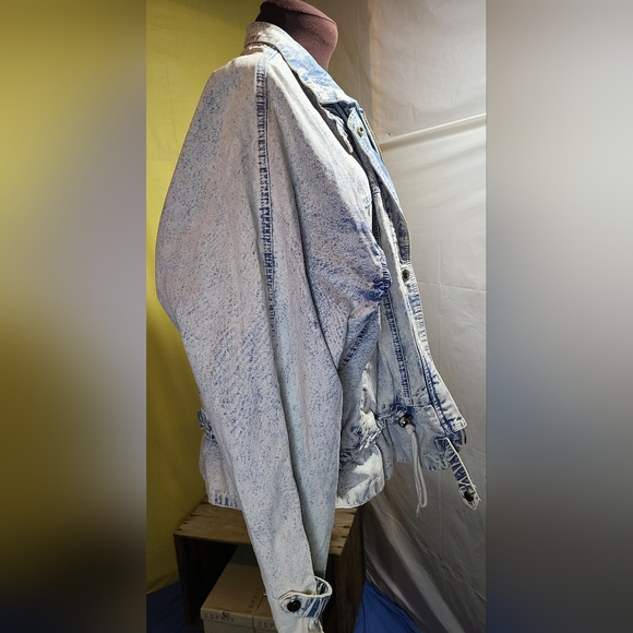 VTG 80s 90s Andy Johns Women's Acid Wash Oversized Jean Jacket Sz L EUC - Picture 2 of 11